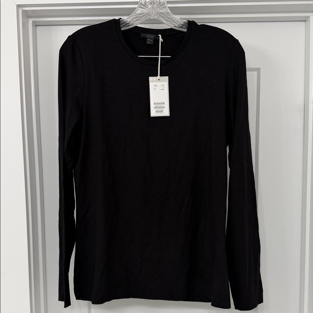 COS Black Raw Edge Long Sleeve Top